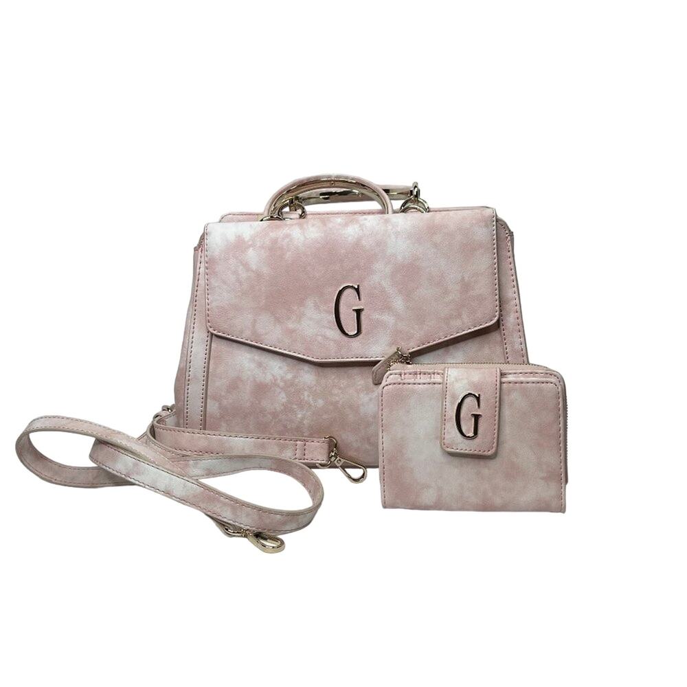 Guess Pink & White Marble Crossbody & Wallet NWOT